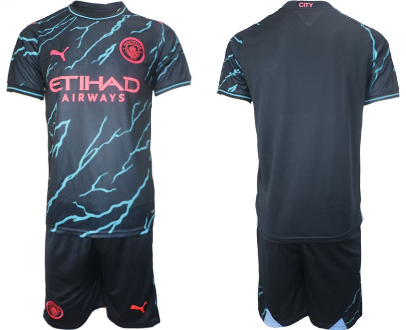 Men 2023-2024 Club Manchester City away blank blue Soccer Jersey